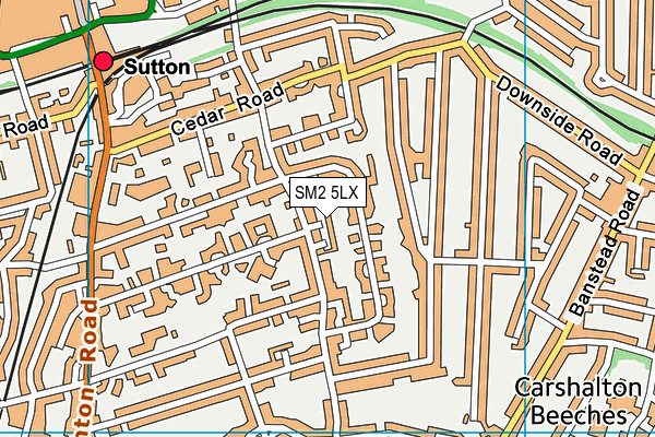 SM2 5LX map - OS VectorMap District (Ordnance Survey) SM2 5LX map - OS VectorMap District (Ordnance Survey)