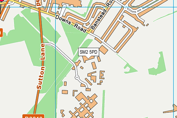 SM2 5PD map - OS VectorMap District (Ordnance Survey) SM2 5PD map - OS VectorMap District (Ordnance Survey)