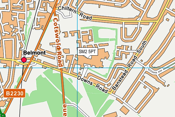 SM2 5PT map - OS VectorMap District (Ordnance Survey) SM2 5PT map - OS VectorMap District (Ordnance Survey)