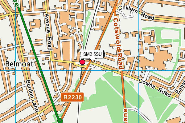 SM2 5SU map - OS VectorMap District (Ordnance Survey)