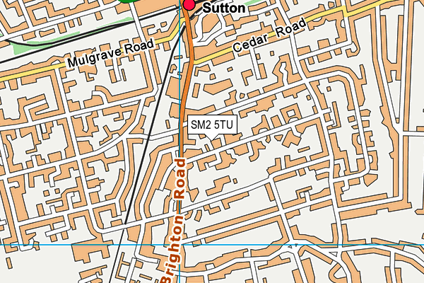 SM2 5TU map - OS VectorMap District (Ordnance Survey) SM2 5TU map - OS VectorMap District (Ordnance Survey)