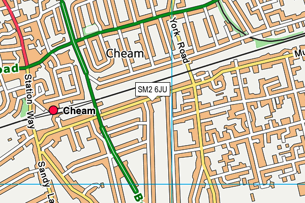 SM2 6JU map - OS VectorMap District (Ordnance Survey)
