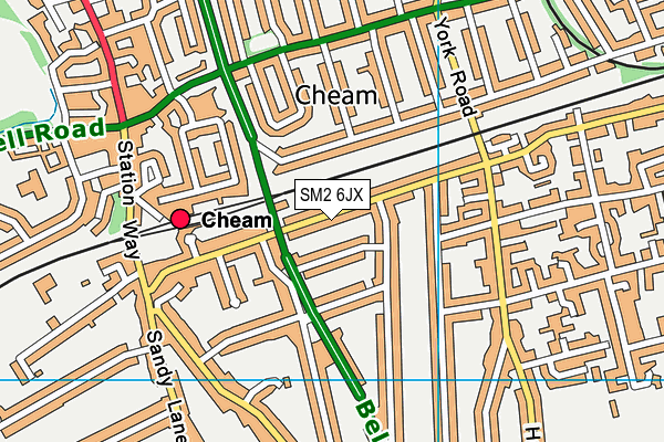 SM2 6JX map - OS VectorMap District (Ordnance Survey)