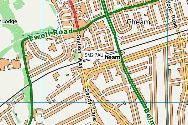 SM2 7AU map - OS VectorMap District (Ordnance Survey) SM2 7AU map - OS VectorMap District (Ordnance Survey)
