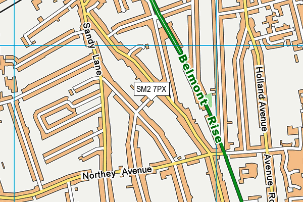 SM2 7PX map - OS VectorMap District (Ordnance Survey) SM2 7PX map - OS VectorMap District (Ordnance Survey)