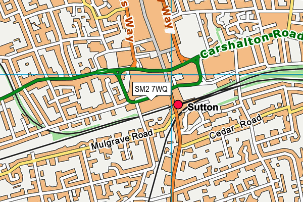 SM2 7WQ map - OS VectorMap District (Ordnance Survey)