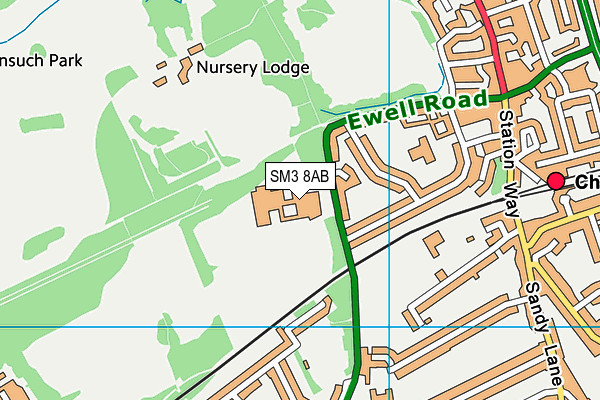 SM3 8AB map - OS VectorMap District (Ordnance Survey) SM3 8AB map - OS VectorMap District (Ordnance Survey)