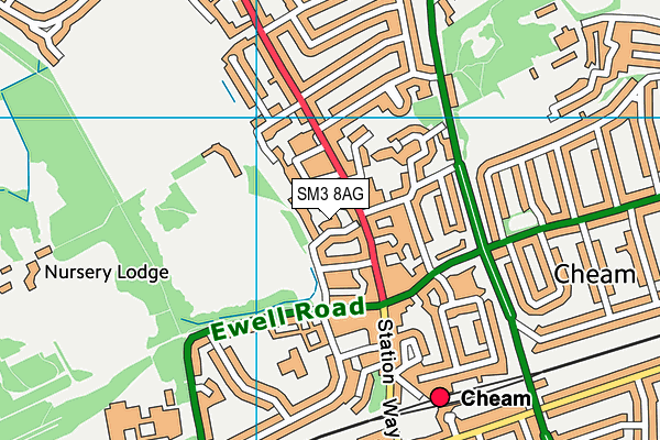 SM3 8AG map - OS VectorMap District (Ordnance Survey) SM3 8AG map - OS VectorMap District (Ordnance Survey)