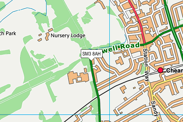 SM3 8AH map - OS VectorMap District (Ordnance Survey)