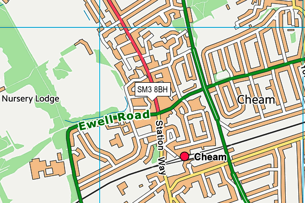 SM3 8BH map - OS VectorMap District (Ordnance Survey) SM3 8BH map - OS VectorMap District (Ordnance Survey)