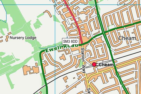 SM3 8DD map - OS VectorMap District (Ordnance Survey) SM3 8DD map - OS VectorMap District (Ordnance Survey)
