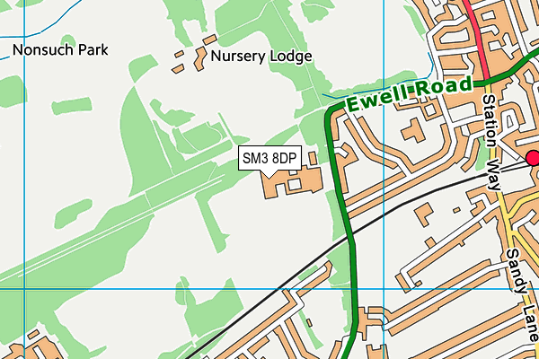 SM3 8DP map - OS VectorMap District (Ordnance Survey) SM3 8DP map - OS VectorMap District (Ordnance Survey)