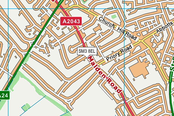 SM3 8EL map - OS VectorMap District (Ordnance Survey) SM3 8EL map - OS VectorMap District (Ordnance Survey)