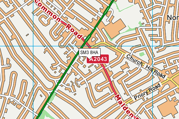 SM3 8HA map - OS VectorMap District (Ordnance Survey) SM3 8HA map - OS VectorMap District (Ordnance Survey)