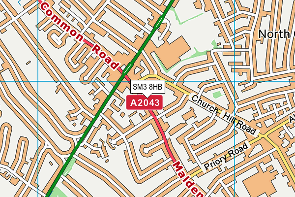 SM3 8HB map - OS VectorMap District (Ordnance Survey) SM3 8HB map - OS VectorMap District (Ordnance Survey)