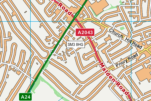 SM3 8HG map - OS VectorMap District (Ordnance Survey) SM3 8HG map - OS VectorMap District (Ordnance Survey)