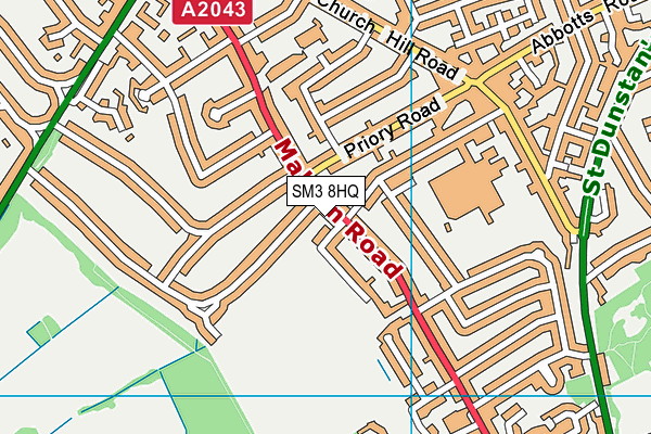 SM3 8HQ map - OS VectorMap District (Ordnance Survey) SM3 8HQ map - OS VectorMap District (Ordnance Survey)