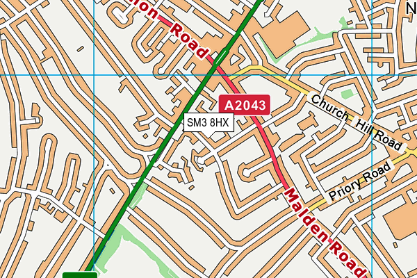 SM3 8HX map - OS VectorMap District (Ordnance Survey) SM3 8HX map - OS VectorMap District (Ordnance Survey)
