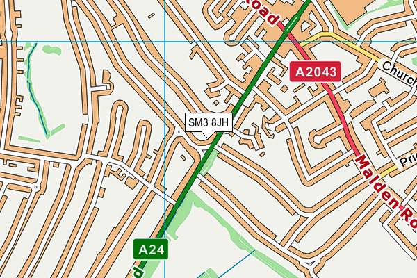 SM3 8JH map - OS VectorMap District (Ordnance Survey) SM3 8JH map - OS VectorMap District (Ordnance Survey)