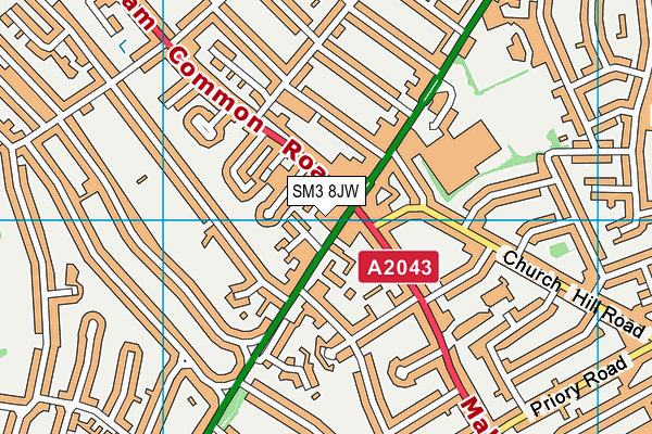 SM3 8JW map - OS VectorMap District (Ordnance Survey) SM3 8JW map - OS VectorMap District (Ordnance Survey)