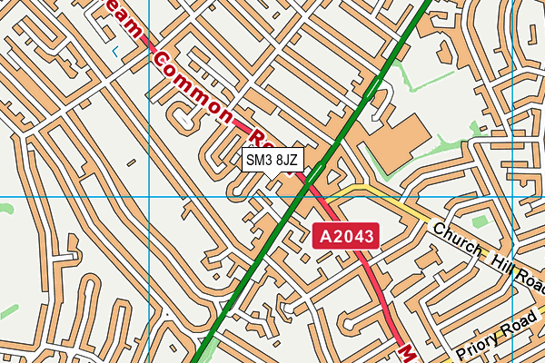 SM3 8JZ map - OS VectorMap District (Ordnance Survey) SM3 8JZ map - OS VectorMap District (Ordnance Survey)