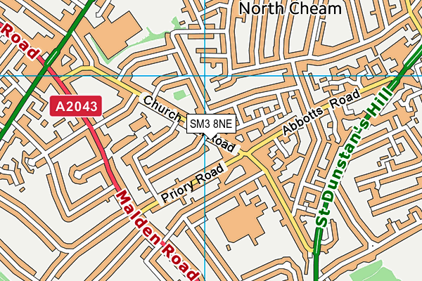 SM3 8NE map - OS VectorMap District (Ordnance Survey) SM3 8NE map - OS VectorMap District (Ordnance Survey)