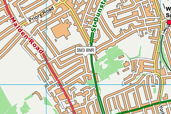 SM3 8NR map - OS VectorMap District (Ordnance Survey) SM3 8NR map - OS VectorMap District (Ordnance Survey)