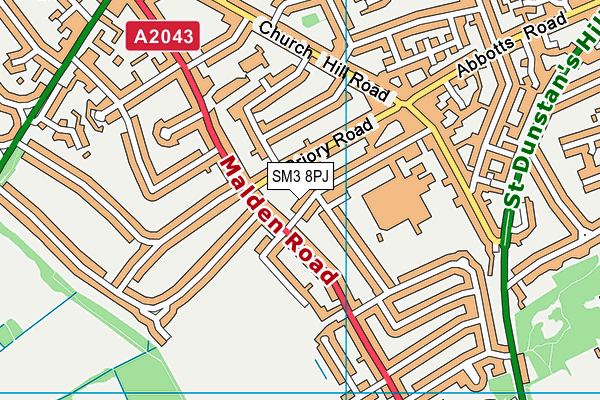 SM3 8PJ map - OS VectorMap District (Ordnance Survey) SM3 8PJ map - OS VectorMap District (Ordnance Survey)