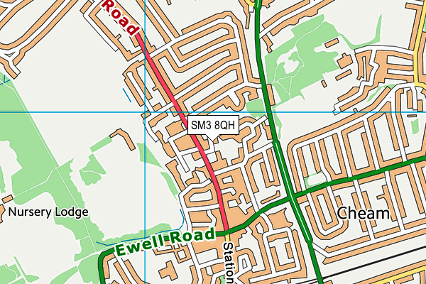 SM3 8QH map - OS VectorMap District (Ordnance Survey) SM3 8QH map - OS VectorMap District (Ordnance Survey)