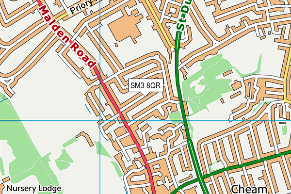 SM3 8QR map - OS VectorMap District (Ordnance Survey) SM3 8QR map - OS VectorMap District (Ordnance Survey)