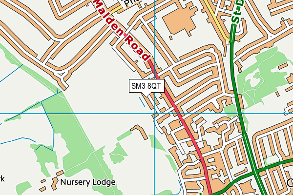 SM3 8QT map - OS VectorMap District (Ordnance Survey) SM3 8QT map - OS VectorMap District (Ordnance Survey)