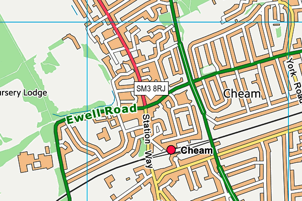 SM3 8RJ map - OS VectorMap District (Ordnance Survey) SM3 8RJ map - OS VectorMap District (Ordnance Survey)