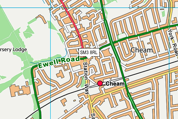 SM3 8RL map - OS VectorMap District (Ordnance Survey) SM3 8RL map - OS VectorMap District (Ordnance Survey)
