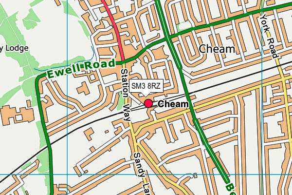 SM3 8RZ map - OS VectorMap District (Ordnance Survey) SM3 8RZ map - OS VectorMap District (Ordnance Survey)