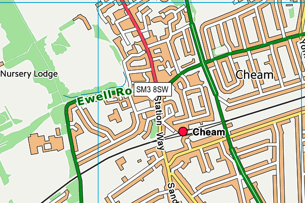 SM3 8SW map - OS VectorMap District (Ordnance Survey) SM3 8SW map - OS VectorMap District (Ordnance Survey)