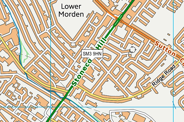 SM3 9HN map - OS VectorMap District (Ordnance Survey)
