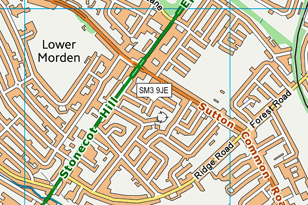 SM3 9JE map - OS VectorMap District (Ordnance Survey) SM3 9JE map - OS VectorMap District (Ordnance Survey)