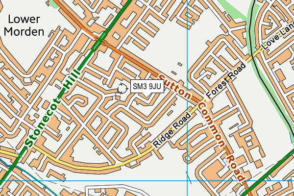 SM3 9JU map - OS VectorMap District (Ordnance Survey) SM3 9JU map - OS VectorMap District (Ordnance Survey)