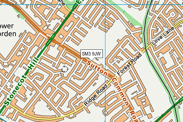 SM3 9JW map - OS VectorMap District (Ordnance Survey) SM3 9JW map - OS VectorMap District (Ordnance Survey)