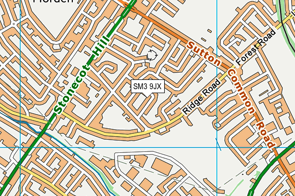 SM3 9JX map - OS VectorMap District (Ordnance Survey) SM3 9JX map - OS VectorMap District (Ordnance Survey)