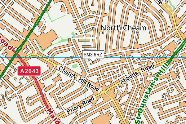 SM3 9RZ map - OS VectorMap District (Ordnance Survey) SM3 9RZ map - OS VectorMap District (Ordnance Survey)