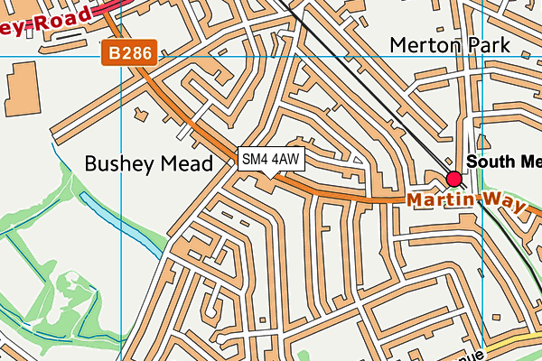 SM4 4AW map - OS VectorMap District (Ordnance Survey)