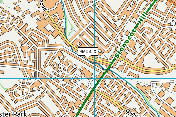 SM4 4JX map - OS VectorMap District (Ordnance Survey) SM4 4JX map - OS VectorMap District (Ordnance Survey)
