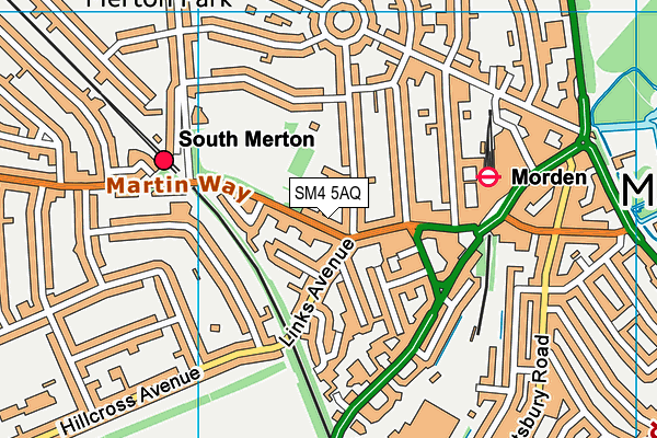 SM4 5AQ map - OS VectorMap District (Ordnance Survey) SM4 5AQ map - OS VectorMap District (Ordnance Survey)