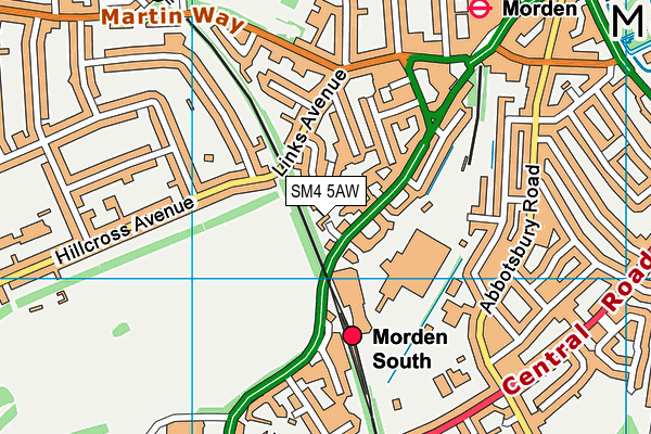 SM4 5AW map - OS VectorMap District (Ordnance Survey) SM4 5AW map - OS VectorMap District (Ordnance Survey)