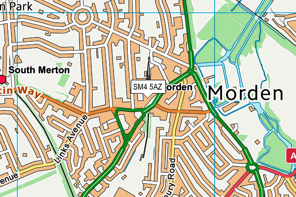 SM4 5AZ map - OS VectorMap District (Ordnance Survey)