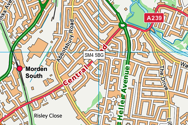 SM4 5BG map - OS VectorMap District (Ordnance Survey)