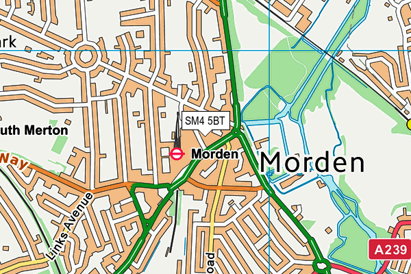 SM4 5BT map - OS VectorMap District (Ordnance Survey)