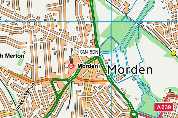 SM4 5DN map - OS VectorMap District (Ordnance Survey)