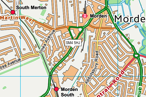 SM4 5HJ map - OS VectorMap District (Ordnance Survey)